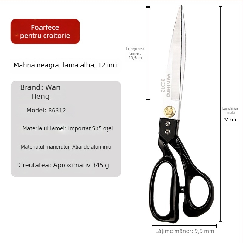 Foarfeci croitorie pentru materiale Wanheng B6208-B62012 — foarfeci profesionale pentru croitorie