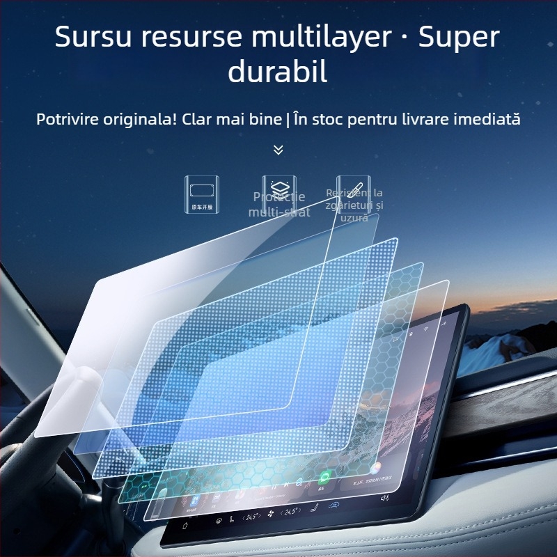 Protecție ecran din sticlă securizată pentru ecranul de navigație al mașinii, compatibil universal, turnare dintr-un singur corp, anti-amprente, brand Qiu Yiming