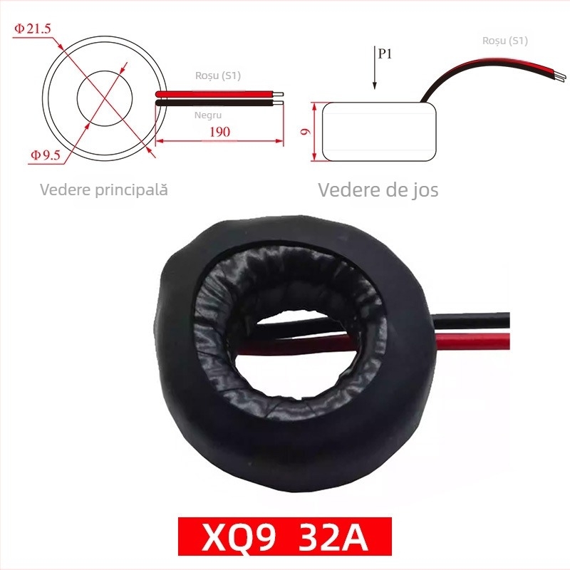 Peacefair bobină CT pentru ampermetru — accesorii de potrivire pentru 32A, 63A, 100A și 500A, măsurare de înaltă precizie