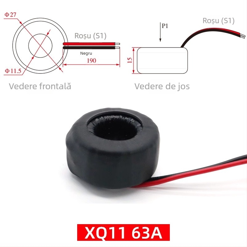 Peacefair bobină CT pentru ampermetru — accesorii de potrivire pentru 32A, 63A, 100A și 500A, măsurare de înaltă precizie