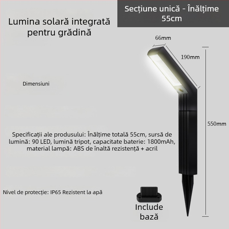 Lampa de grădină solară pentru exterior, LED, 5W, IP65, acoperire 15–30 m²