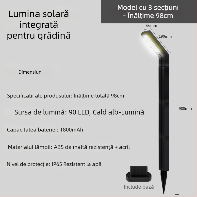 Lampa de grădină solară pentru exterior, LED, 5W, IP65, acoperire 15–30 m²