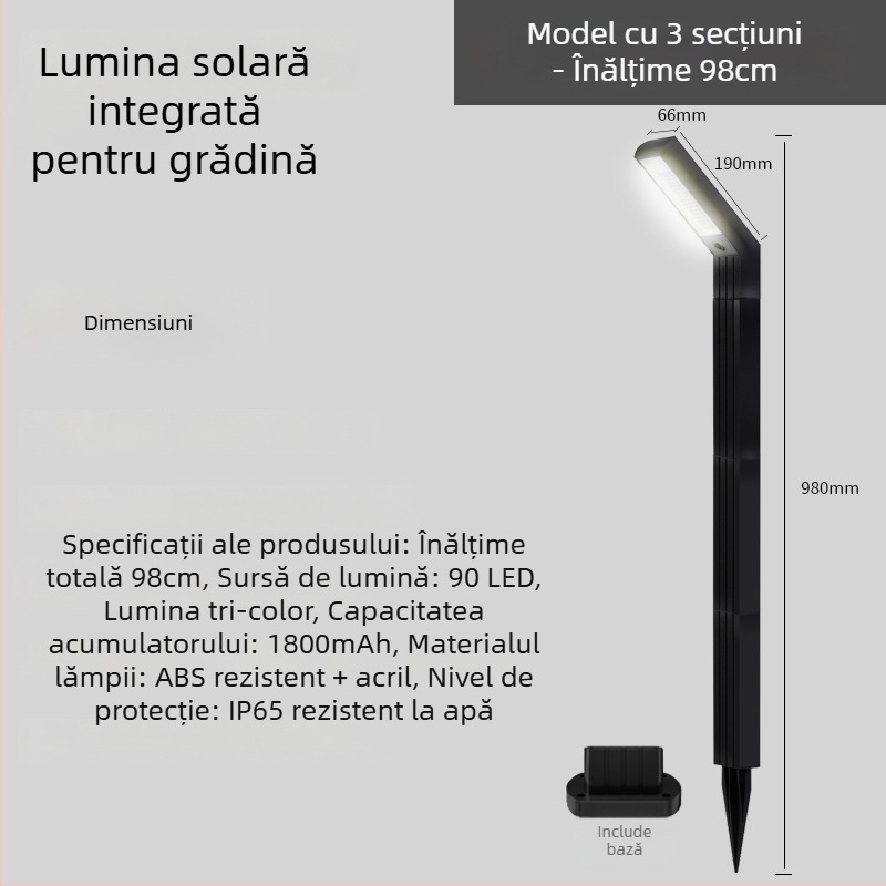 Lampa de grădină solară pentru exterior, LED, 5W, IP65, acoperire 15–30 m²