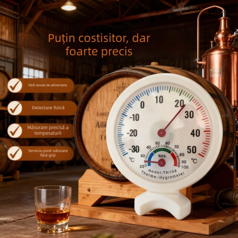 Higrometru de interior și termometru – Fără baterie, Compact, HT-1