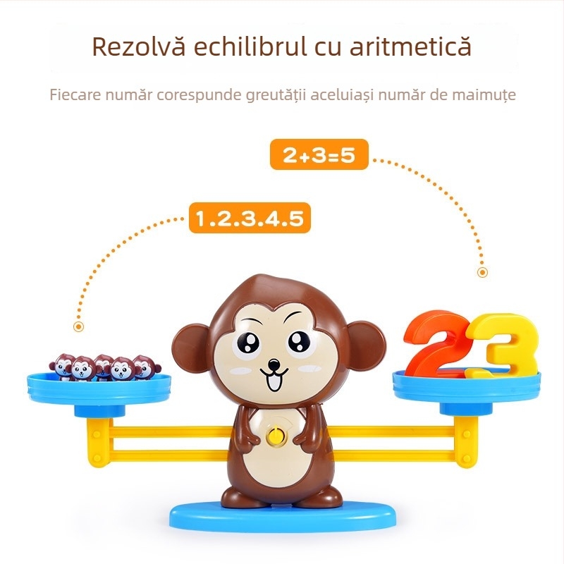 Jucărie echilibră cu maimuță pentru copii — educație timpurie în matematică, joc de masă pentru adunare și scădere, plastic; vârsta 4–6 ani; non-electric; brand Le again