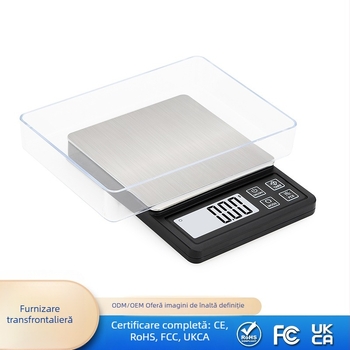 DH-8006 Cântar electronic portabil pentru bijuterii – 100–2000 g, precizie 0,01 g, corp ABS + oțel inoxidabil, alimentare cu 2 baterii AAA
