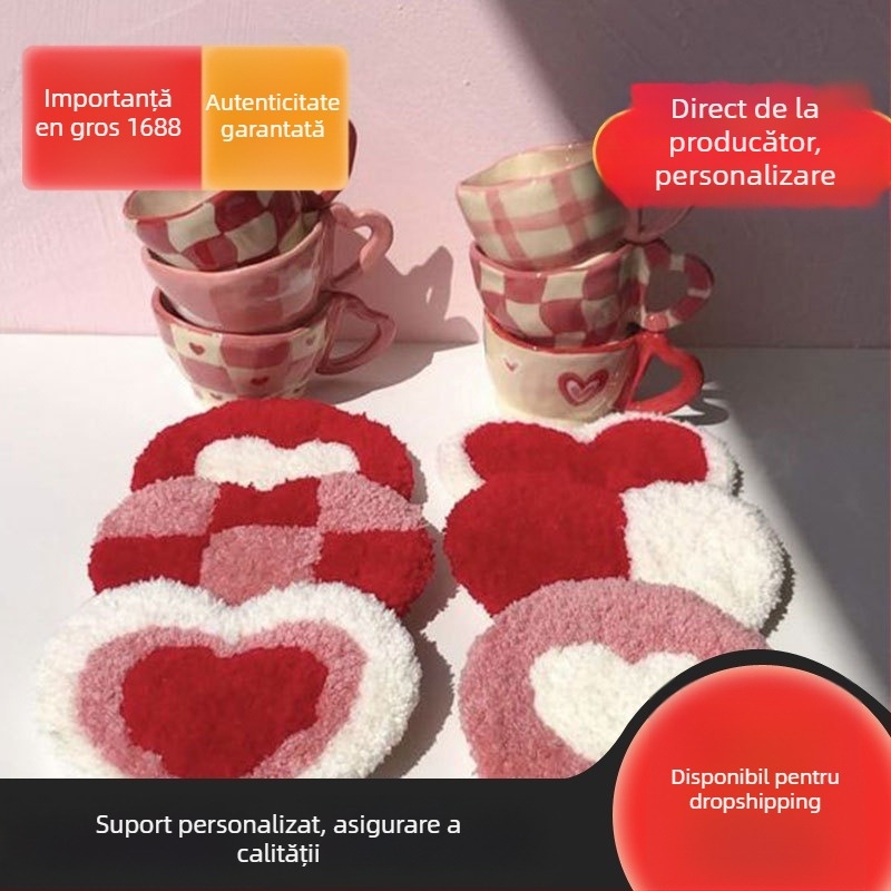 Kit de broderie pentru suport de pahare — DIY cu lână, stil rus, pentru începători