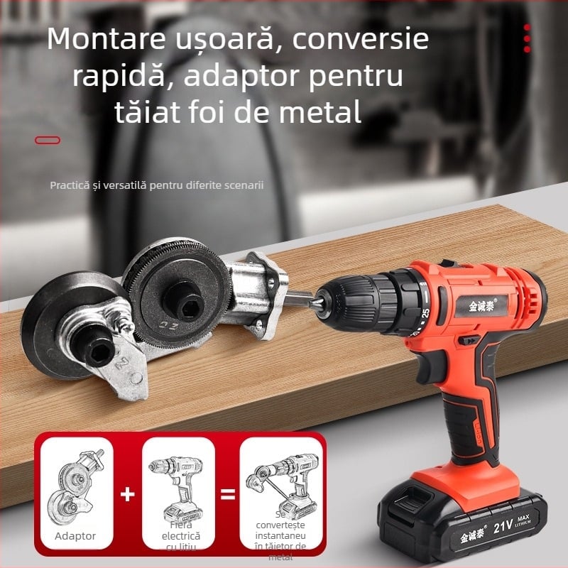 Jinchengtai 220V atașament pentru bormașină cu tăietor reglabil pentru foi de fier