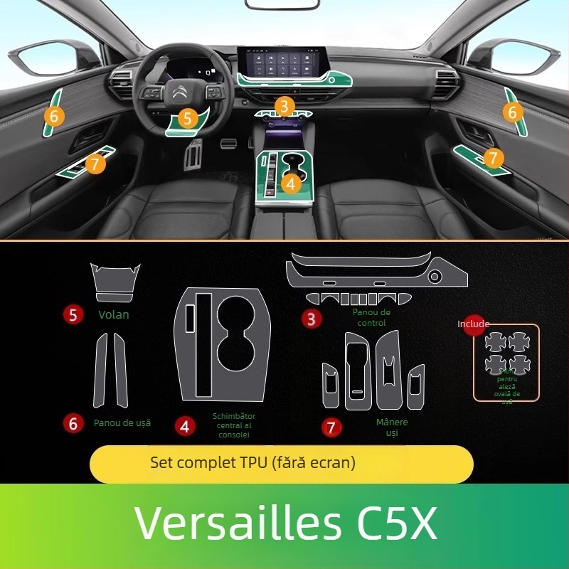 Film interior pentru ecran Citroën Versailles C5X – TPU, rezistent la temperaturi ridicate/scăzute, pentru afișaj de navigație și control central