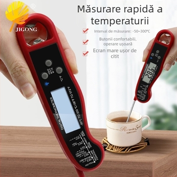 Record Work Termometru digital pentru alimente pentru BBQ – tip sondă, în stil pix, impermeabil și pliabil