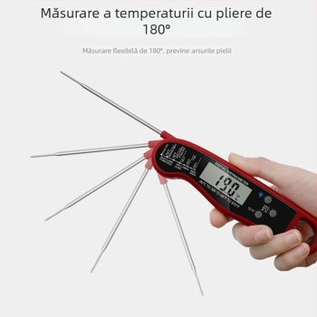 Record Work Termometru digital pentru alimente pentru BBQ – tip sondă, în stil pix, impermeabil și pliabil