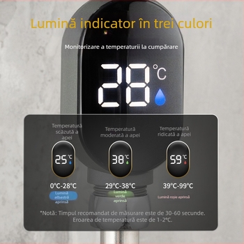 Termometru de duș cu LED, afișaj temperatură, interfață cu 4 pini, 0-99°C, doar măsurare (fără încălzire)