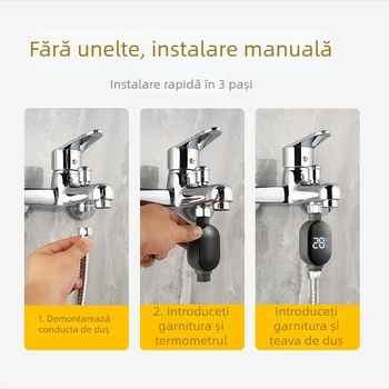 Termometru de duș cu LED, afișaj temperatură, interfață cu 4 pini, 0-99°C, doar măsurare (fără încălzire)