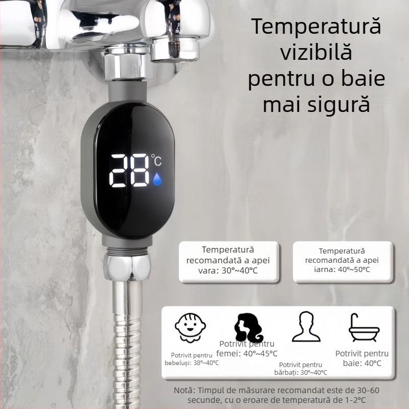 Termometru LED pentru duș, uz casnic, senzor inteligent de temperatură pentru baia copiilor