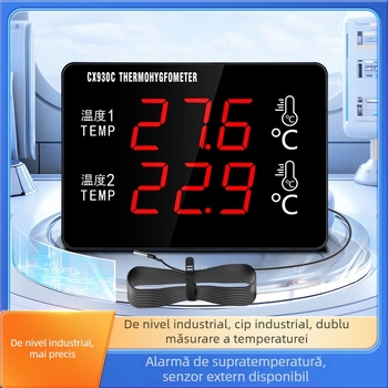 Termometru dublu pentru apă, cu ecran mare, senzor, pentru creștere animalelor și depozitare la rece