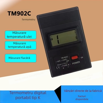 Termometru infraroșu portabil cu afișaj digital, fără contact, interval 0–1300 °C, timp de răspuns 0,1 s