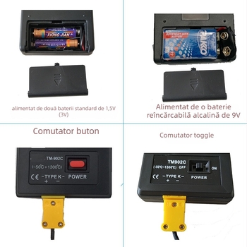 Termometru infraroșu portabil cu afișaj digital, fără contact, interval 0–1300 °C, timp de răspuns 0,1 s