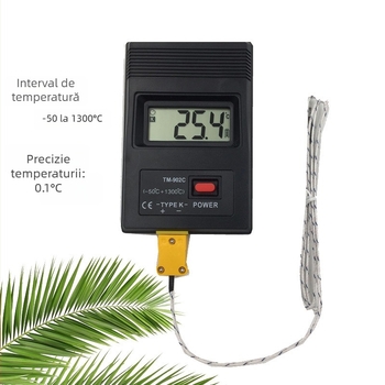 Termometru infraroșu portabil cu afișaj digital, fără contact, interval 0–1300 °C, timp de răspuns 0,1 s