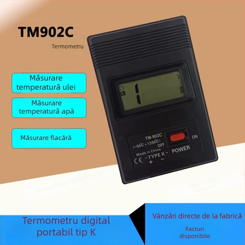 Termometru infraroșu portabil cu afișaj digital, fără contact, interval 0–1300 °C, timp de răspuns 0,1 s