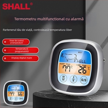 Termometru pentru ulei cu sondă din oțel inoxidabil, afișaj digital, temporizare, precizie înaltă pentru bucătărie și coacere