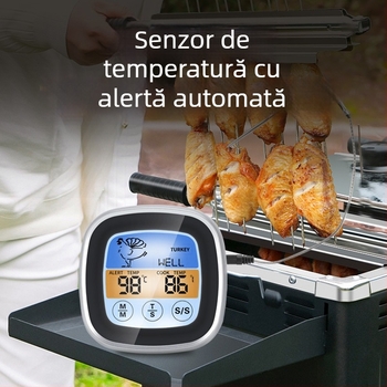 Termometru pentru ulei cu sondă din oțel inoxidabil, afișaj digital, temporizare, precizie înaltă pentru bucătărie și coacere