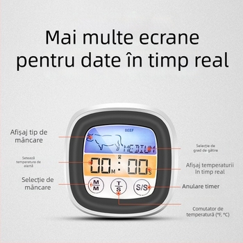 Termometru pentru ulei cu sondă din oțel inoxidabil, afișaj digital, temporizare, precizie înaltă pentru bucătărie și coacere