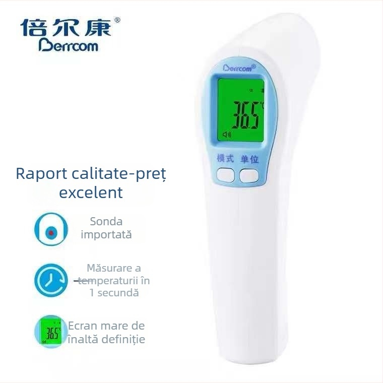 Beerkon 308 termometru cu infraroșu fără atingere pentru uz casnic, potrivit pentru copii și adulți (model 308, termometru digital-pistol)