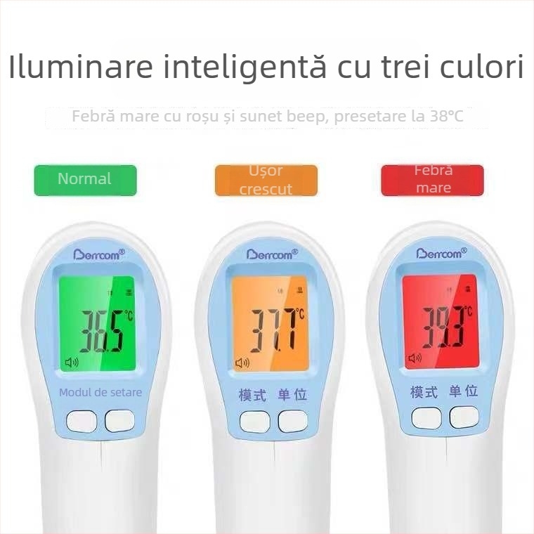 Beerkon 308 termometru cu infraroșu fără atingere pentru uz casnic, potrivit pentru copii și adulți (model 308, termometru digital-pistol)