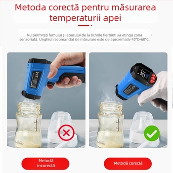 Pistol infraroșu industrial pentru măsurarea temperaturii — timp de reacție 1 ms, alimentare cu 2 baterii AAA