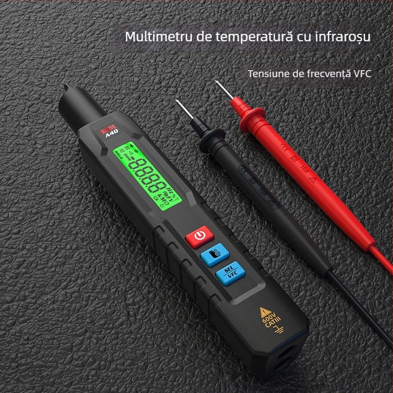 BSIDE A40 multimetru digital, portabil, auto-range, măsurare AC/DC până la 600 V, afișaj 4000 de valori
