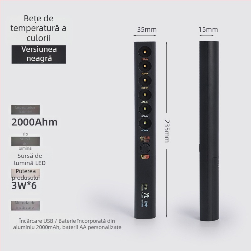 Măsurător de temperatură a culorii portabil, cu LED, CRI ≥95, tensiune ≤36V, întrerupător cu buton, carcasă din plastic