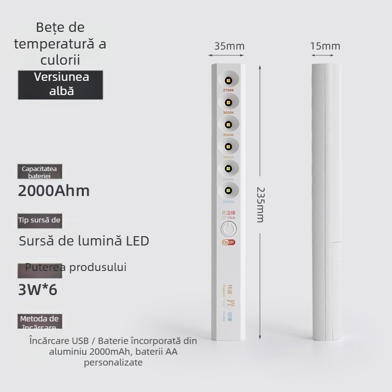 Măsurător de temperatură a culorii portabil, cu LED, CRI ≥95, tensiune ≤36V, întrerupător cu buton, carcasă din plastic