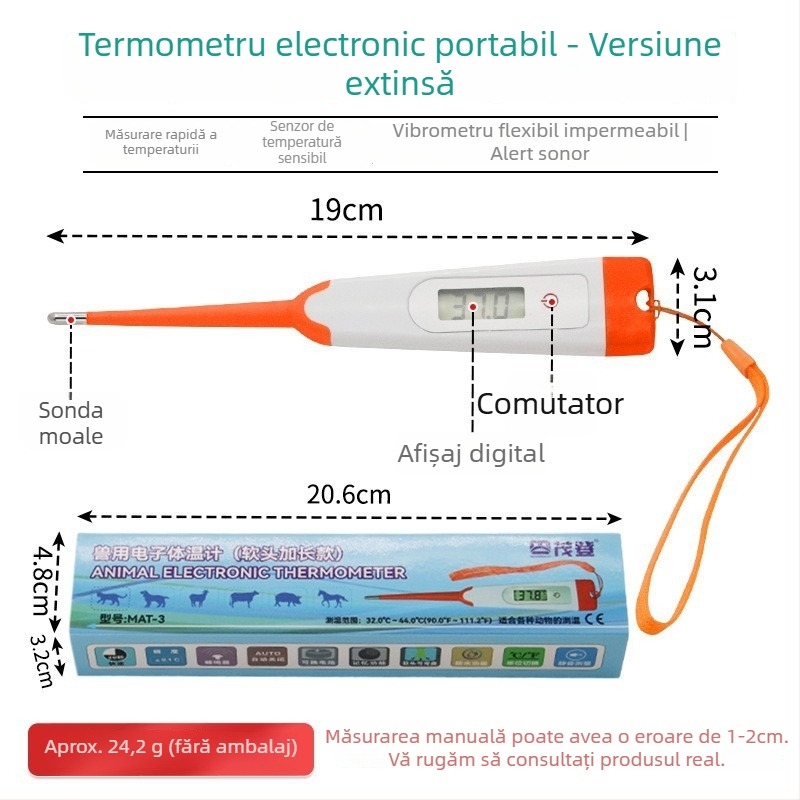 Termometru veterinar pentru porci, bovine și ovine — digital, pentru creșterea animalelor