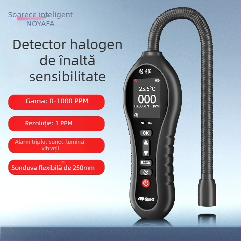 Detectoare de scurgeri refrigerant pentru aer condiționat NF-604 – interval 0-1000 ppm, precizie 1 ppm, detectează HCFC-uri (R22/R32/R123/R124/R141b/R142b/R402a/R4); alimentare cu baterii AAA 4×