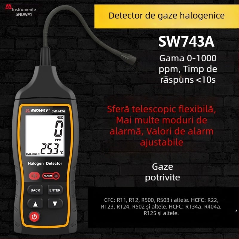 Detector de scurgeri halogen SW743A de la SNDWAY, 0-1000 ppm