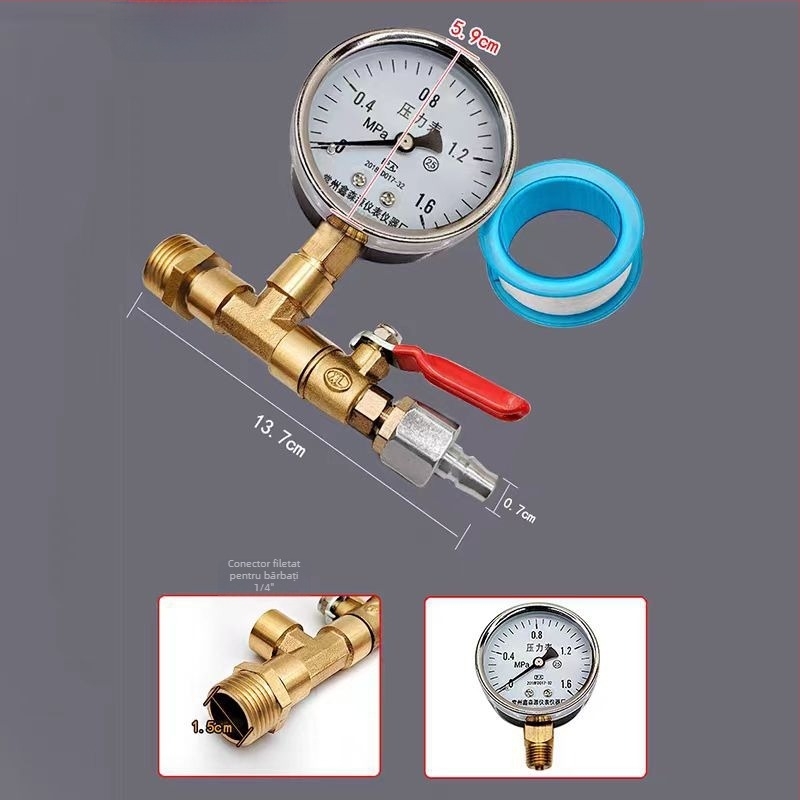 Kit de testare a presiunii apei pentru țevi PPR cu distribuitor de apă și manometru pentru încălzire prin pardoseală