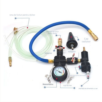 Set de instrumente pentru umplerea radiatorului auto, cu manometru, tester de scurgeri și aspirator cu vid pentru umplere