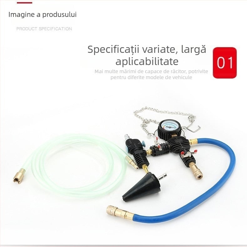 Set de instrumente pentru umplerea radiatorului auto, cu manometru, tester de scurgeri și aspirator cu vid pentru umplere