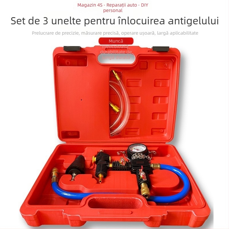 Set de instrumente pentru umplerea radiatorului auto, cu manometru, tester de scurgeri și aspirator cu vid pentru umplere
