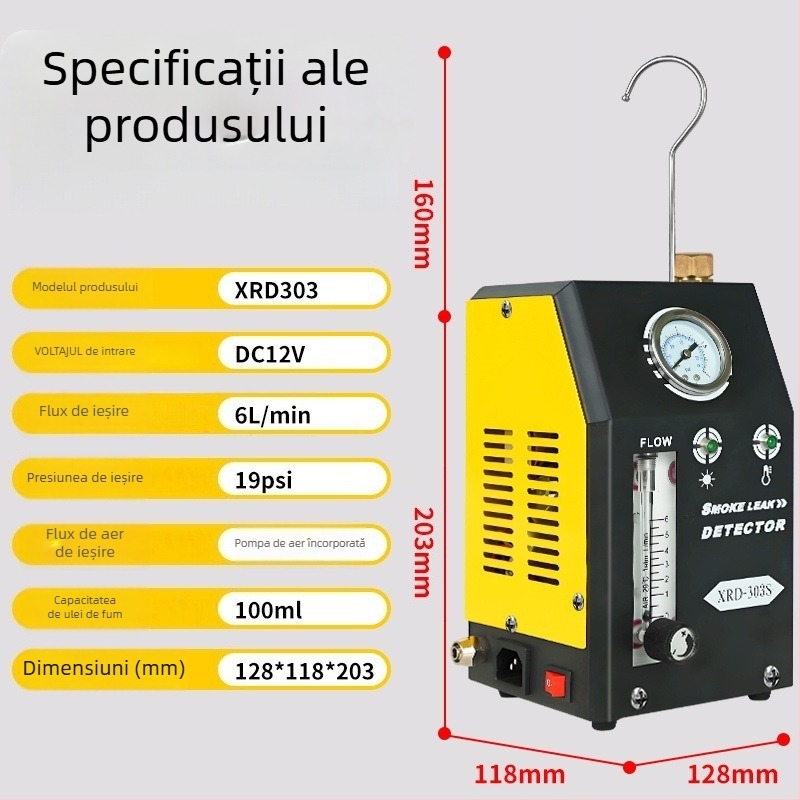 Detector de scurgeri de fum pentru autovehicule – instrument de diagnosticare, model 02, origine China, destinat reparațiilor auto, export internațional