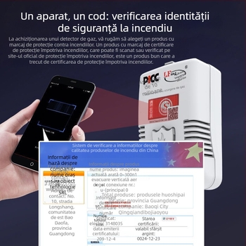 Detector de gaz portabil pentru uz casnic, model Gas alarm, brand Jingshengcheng, potrivit pentru gaze combustibile, certificat 3C 2025081801002772