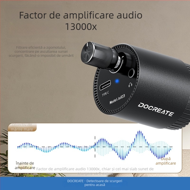 Detector de scurgeri pentru țevi, amplificator audio portabil pentru instalații de apă și încălzire prin podea – Precizie