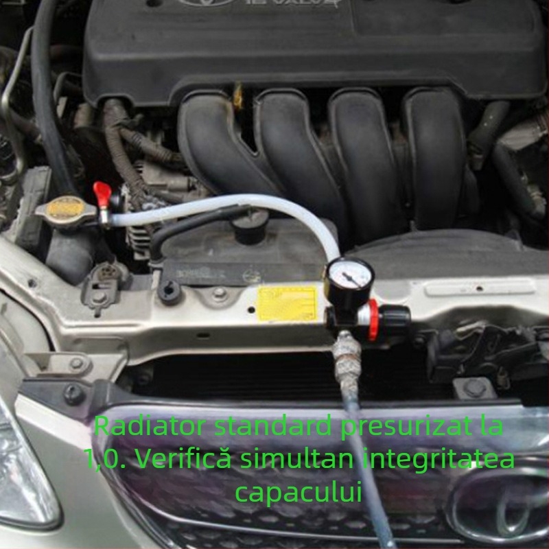 Detector de scurgeri pentru rezervorul de apă și tester pentru sistemul de răcire auto, construcție din plastic-metal, testare sub presiune a scurgerilor, 1 set