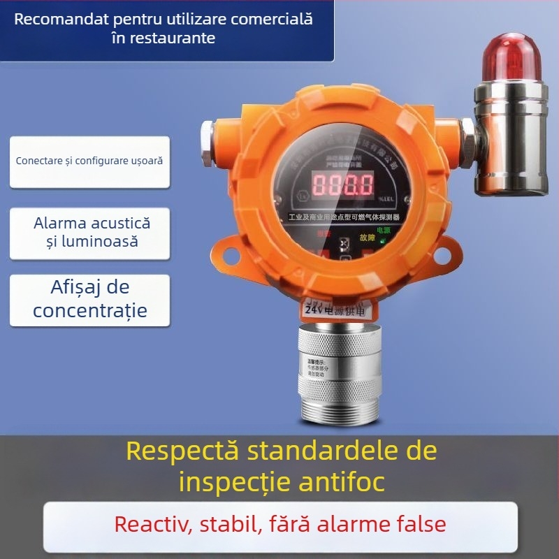 Alarmă fixă pentru scurgeri de gaze combustibile, utilizare industrială, 5–100% LEL, ±3% LEL, 220V, alimentare plug-in, model Industrial gas alarm (ABS)