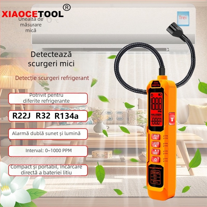 Detector de scurgeri cu halogen XIAOCETOOL XC65A/B, 0-1000 ppm, pentru R22/R32/R134a