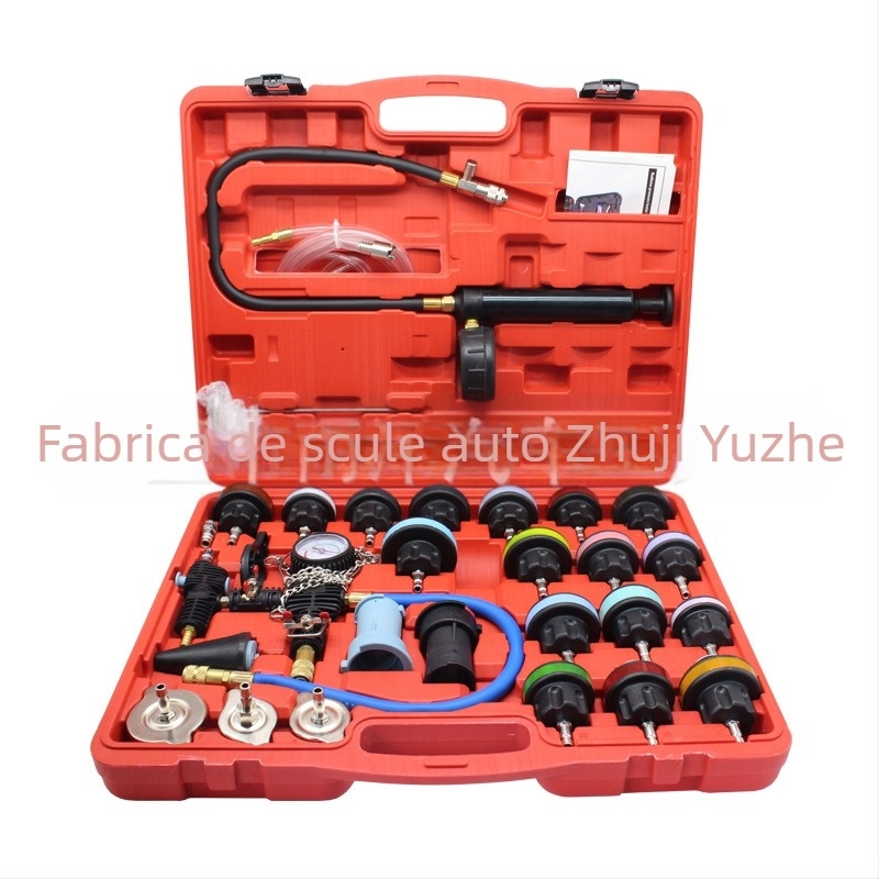 Kit de 28 piese pentru detector de scurgeri al rezervorului de apă auto cu manometru – instrument de testare și reparare