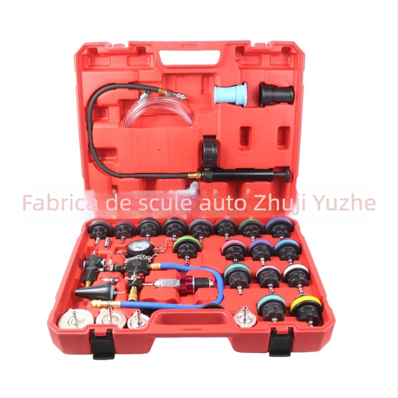 Kit de 28 piese pentru detector de scurgeri al rezervorului de apă auto cu manometru – instrument de testare și reparare