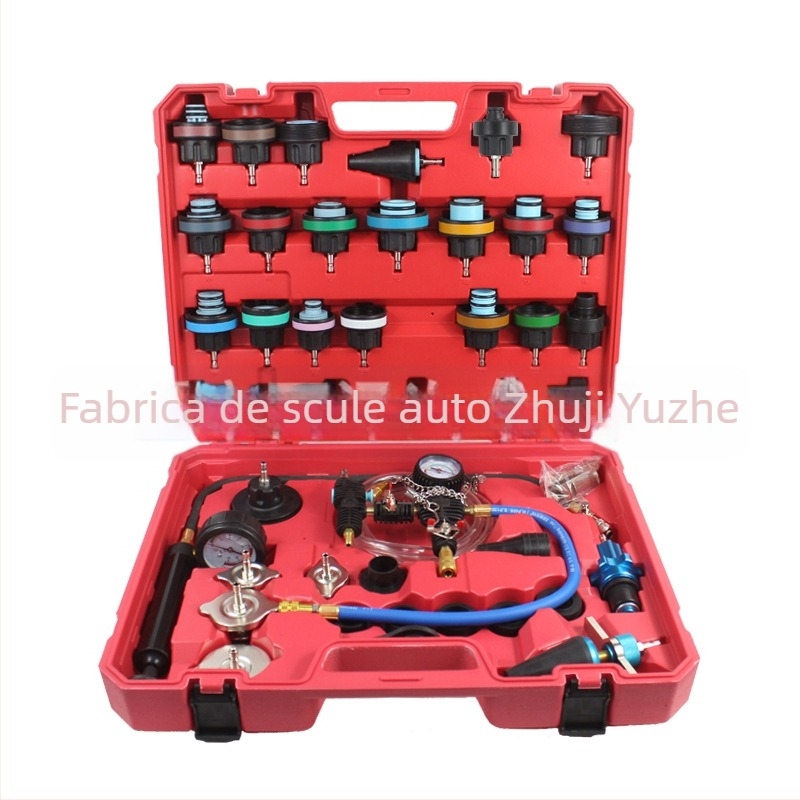 Kit de 28 piese pentru detector de scurgeri al rezervorului de apă auto cu manometru – instrument de testare și reparare