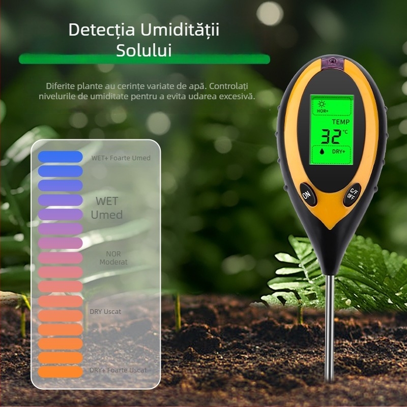 Tester de pH al solului și umidometru pentru plante în ghivece