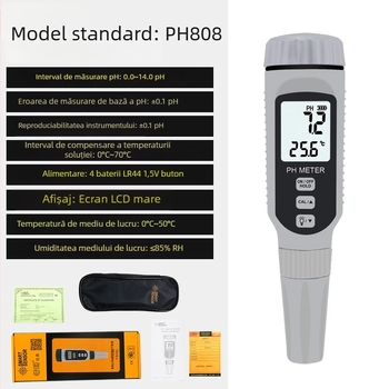 Hima PH808 pH-metr portabil pentru apă de acvariu, afișaj digital, model PH808, interval 0-14.00 pH